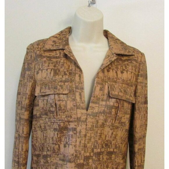 DVF Diane von Furstenberg Dilly Simple Cork Leather Dress shift new brown new 0 - Picture 2 of 6